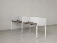 Бенч-система в 1 ряд, 2 рабочих места 5 тканевых экранов 2700x700x750 RM167-1-27x7 Дуб Апрельский шоколад/Белый