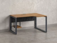 Стол угловой, экран металл, О-опора, правый 1800x900/1200x750, RM057-18x9-12 Дуб Юстус/Серый