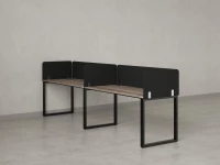 Бенч-система в 1 ряд, 2 рабочих места 5 тканевых экранов 2000x600x750 RM168-1-20x6 Дуб Маувелла/Черный