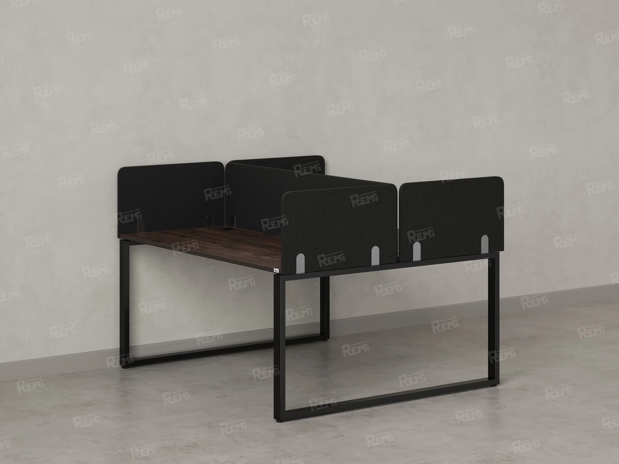 Бенч-система, 2 рабочих места, 5 тканевых экранов 1200x1200x750 RM169-3-12x12 Дуб Апрельский шоколад/Черный