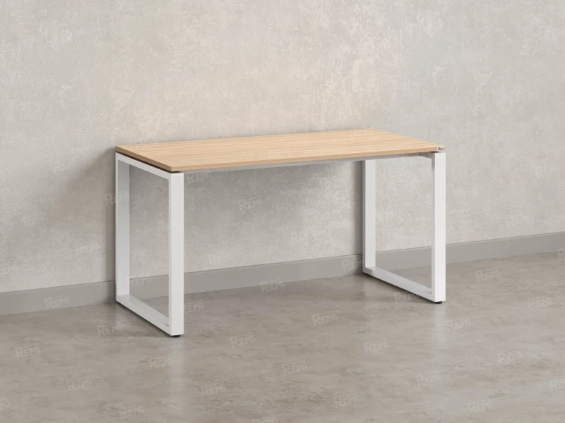 Стол прямой на O-образных опорах 1600x600x750 RM002-16x6 Вяз Швейцарский светлый/Белый