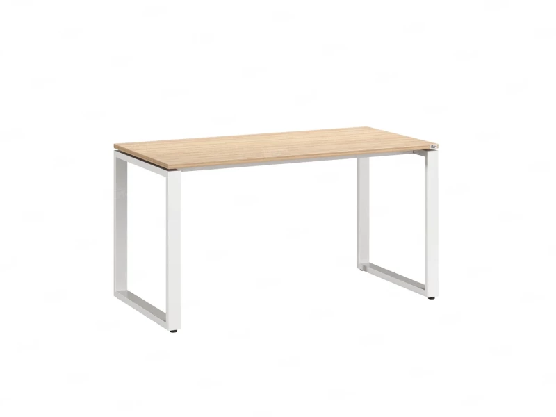Стол прямой на O-образных опорах 1600x600x750 RM002-16x6 Вяз Швейцарский светлый/Белый