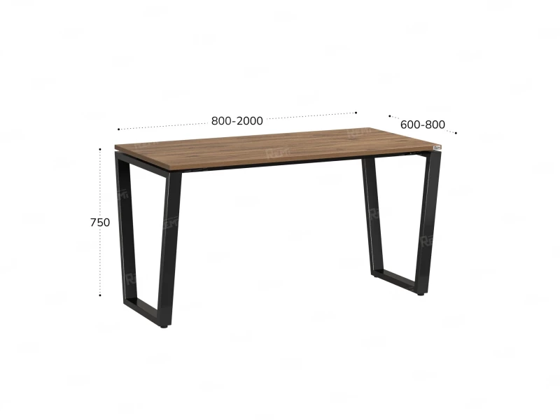 Стол прямой на U-образных опорах 1800x800x750 RM003-18x8 Дуб Юстус/Черный