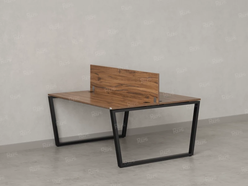 Бенч-система, 2 рабочих места, с одним экраном ЛДСП 1600x1600x750 RM172-2-16x16 Дуб Юстус/Черный