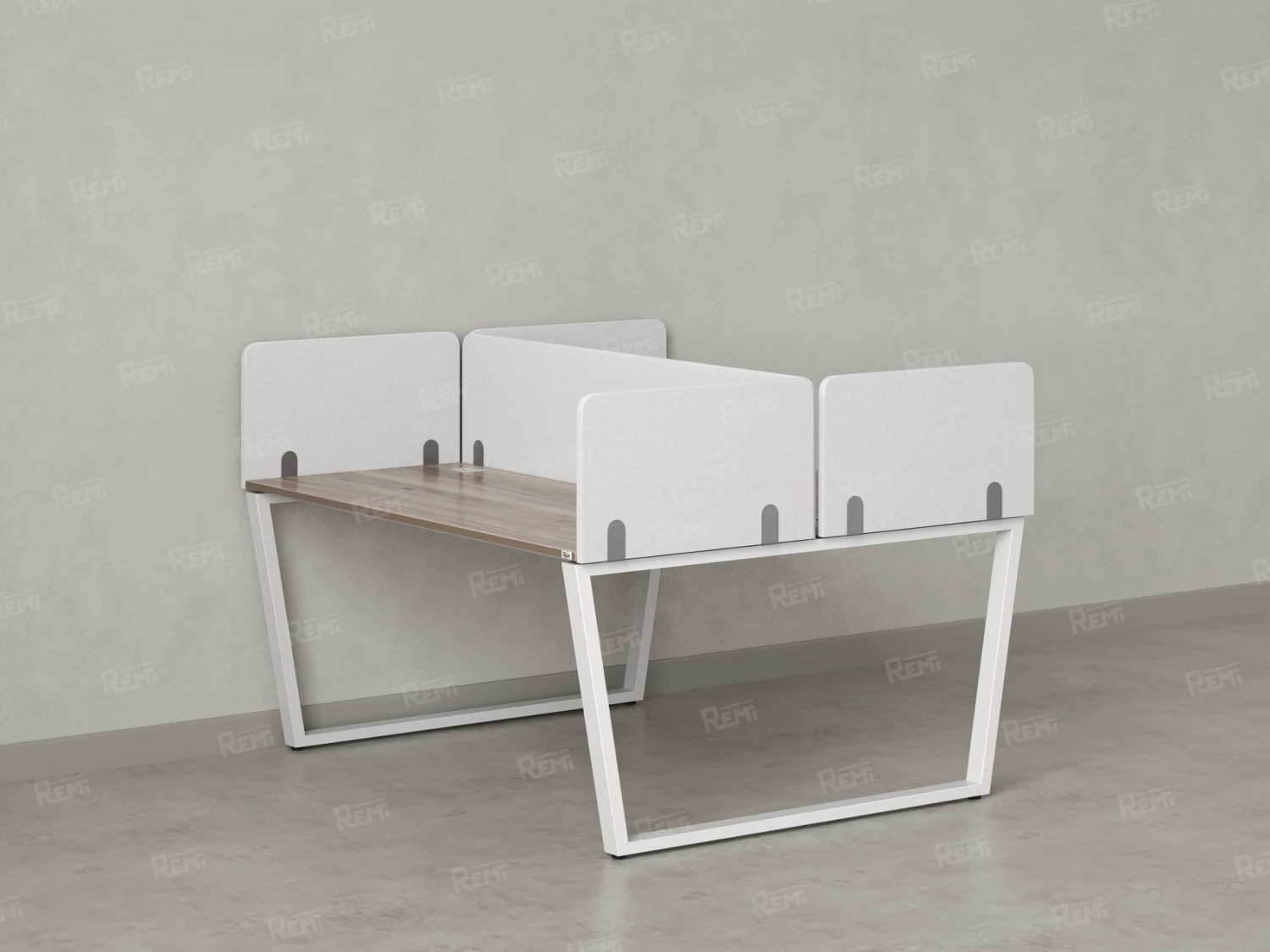 Бенч-система, 2 рабочих места, 5 тканевых экранов 1200x1200x750 RM172-3-12x12 Дуб Маувелла/Белый