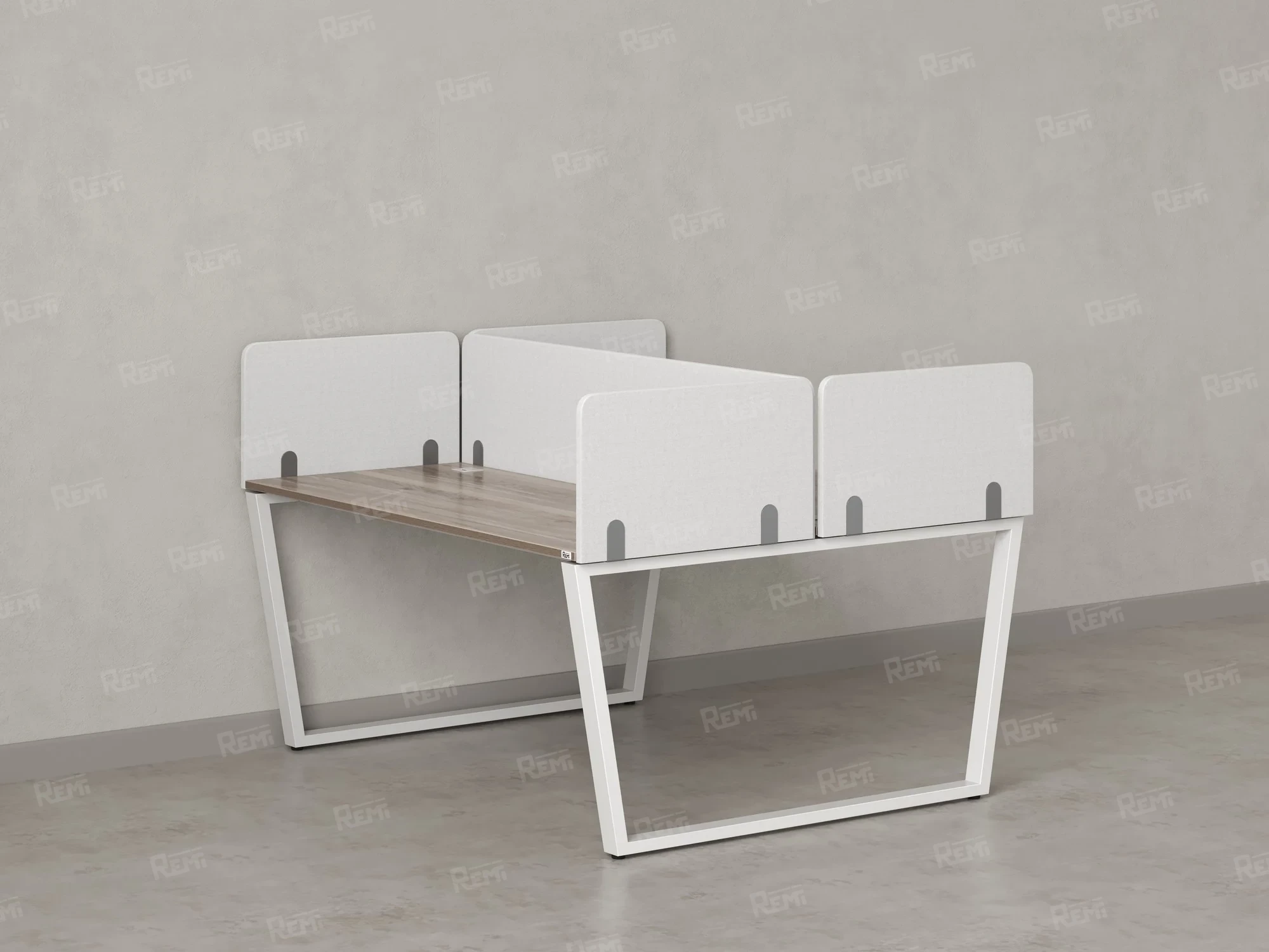 Бенч-система, 2 рабочих места, 5 тканевых экранов 1200x1200x750 RM172-3-12x12 Дуб Маувелла/Белый