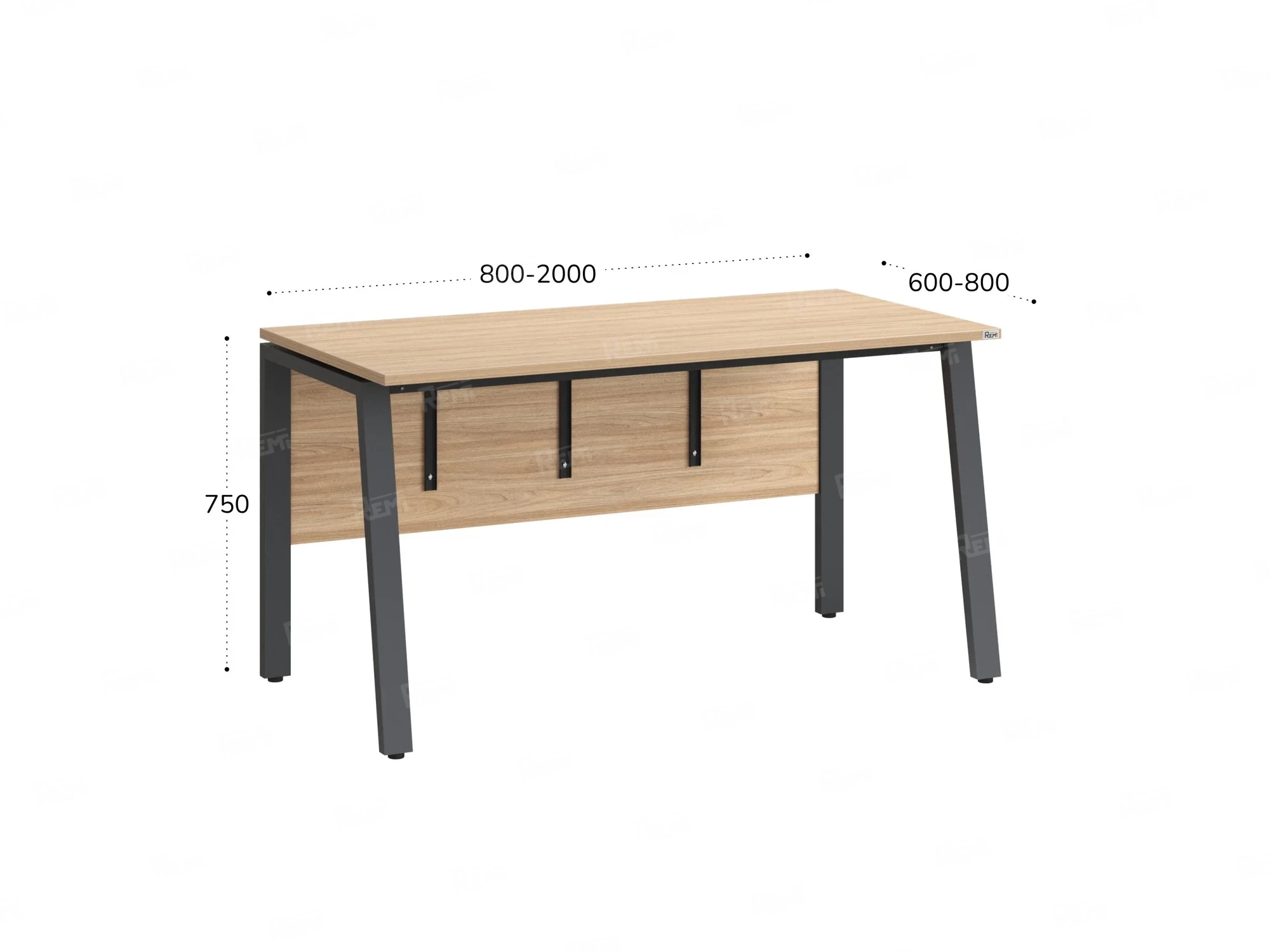 Стол прямой, Л-опора, экран ЛДСП,парящая стол-ца 1200x600x750 RM009-12x6 Вяз Швейцарский светлый/Серый