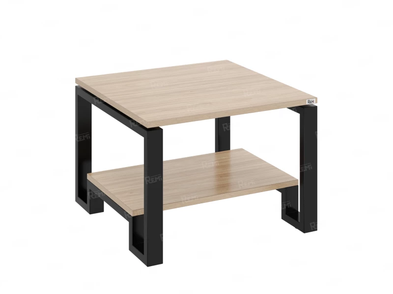 Журнальный стол с полкой 800x800x550 RM181-8x8 Вяз Швейцарский светлый/Черный