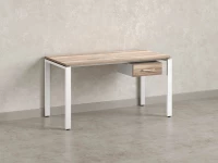 Стол прямой с подвесной тумбой, П-опора 2000x600x750 RM038-20x6 Дуб Маувелла/Белый