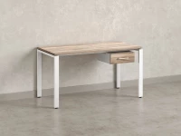 Стол прямой с подвесной тумбой, П-опора 2000x600x750 RM038-20x6 Дуб Маувелла/Белый