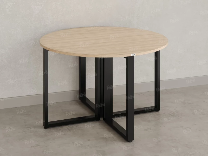 Круглый стол на О-образных опорах 1200x1200x750 RM187-12x12 Вяз Швейцарский светлый/Черный