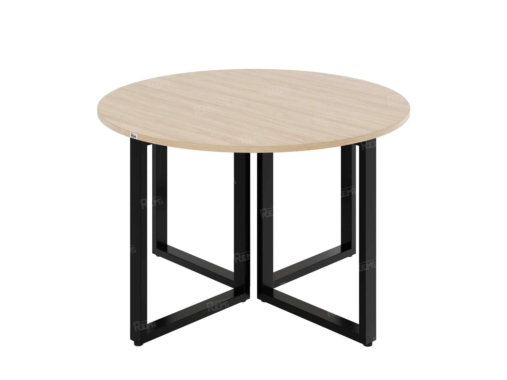 Круглый стол на О-образных опорах 1200x1200x750 RM187-12x12 Вяз Швейцарский светлый/Черный