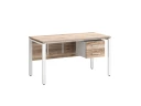 Стол прямой, подвесная тумба, ЛДСП экран, П-опора 1600x800x750 RM031-16x8 Дуб Маувелла/Белый