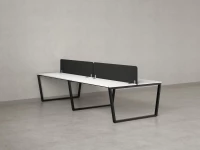 Бенч-система, 4 рабочих места, на U-образных опорах, 2 тканевых экранов 2400x1400x750 RM173-3-12x14 Белый/Черный