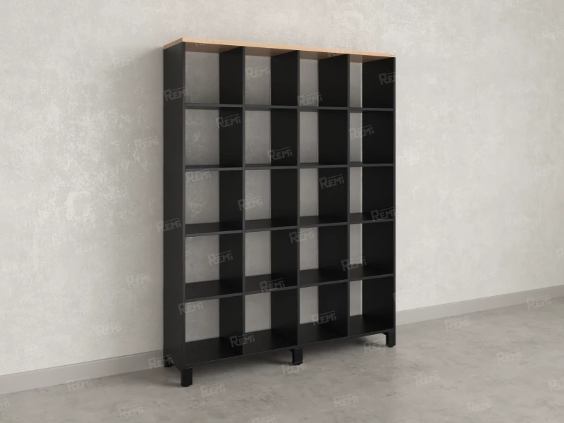 Стеллаж, 20 ячеек 1500х370х1980 RM144-150x37 Вяз Швейцарский светлый/Черный