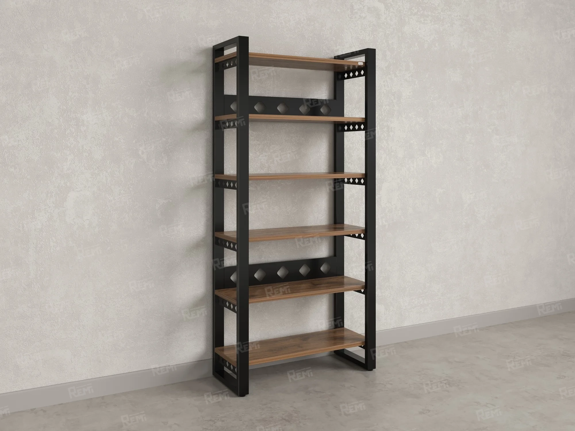 Стеллаж, 6 уровней 900x370x1920 RM132-90x37 Дуб Юстус/Черный