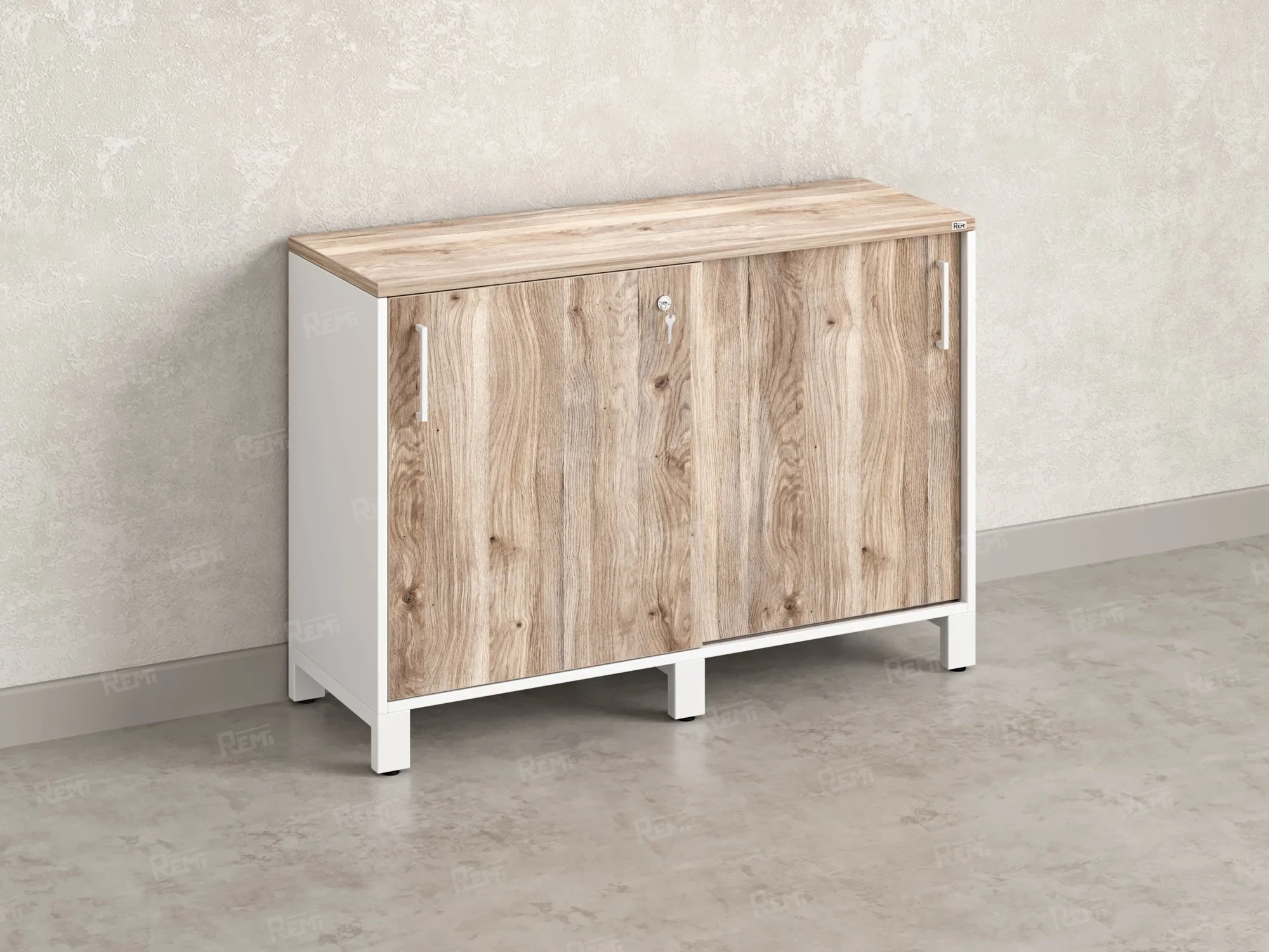 Низкий шкаф-купе 1200x420x850 RM124-120x42 Дуб Маувелла/Белый