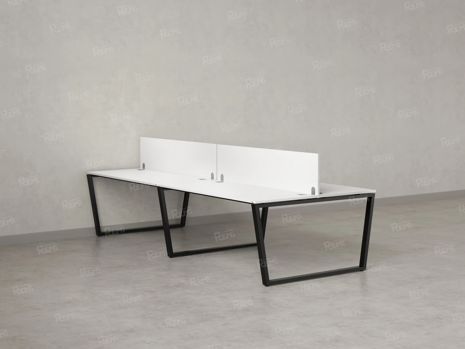 Бенч-система, 4 рабочих места, на U-образных опорах, 2 ЛДСП экранов 3200x1200x750 RM173-4-16x12 Белый/Черный