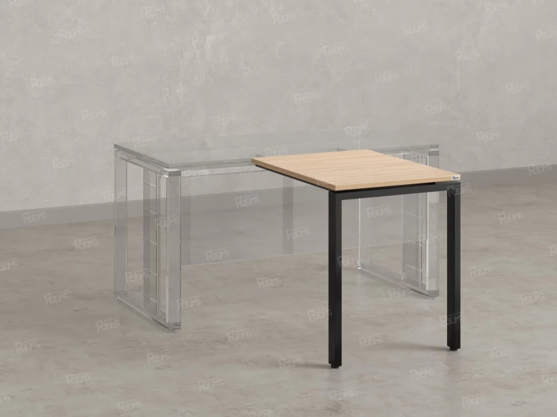 Брифинг прямой, с парящей столешнецей, на П-образном каркасе 1400x800x750 RM070-14x8 Вяз Швейцарский светлый/Черный