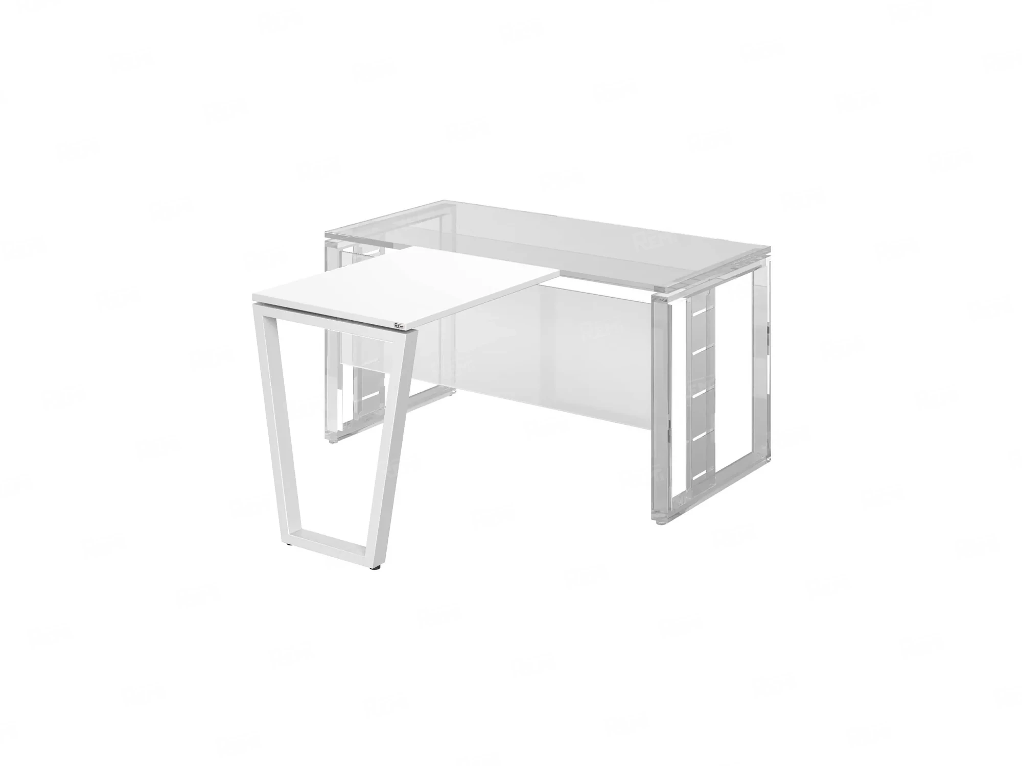 Брифинг прямой, с парящей столешнецей, на U-образном каркасе 1700x600x750 RM074-17x6 Белый/Белый