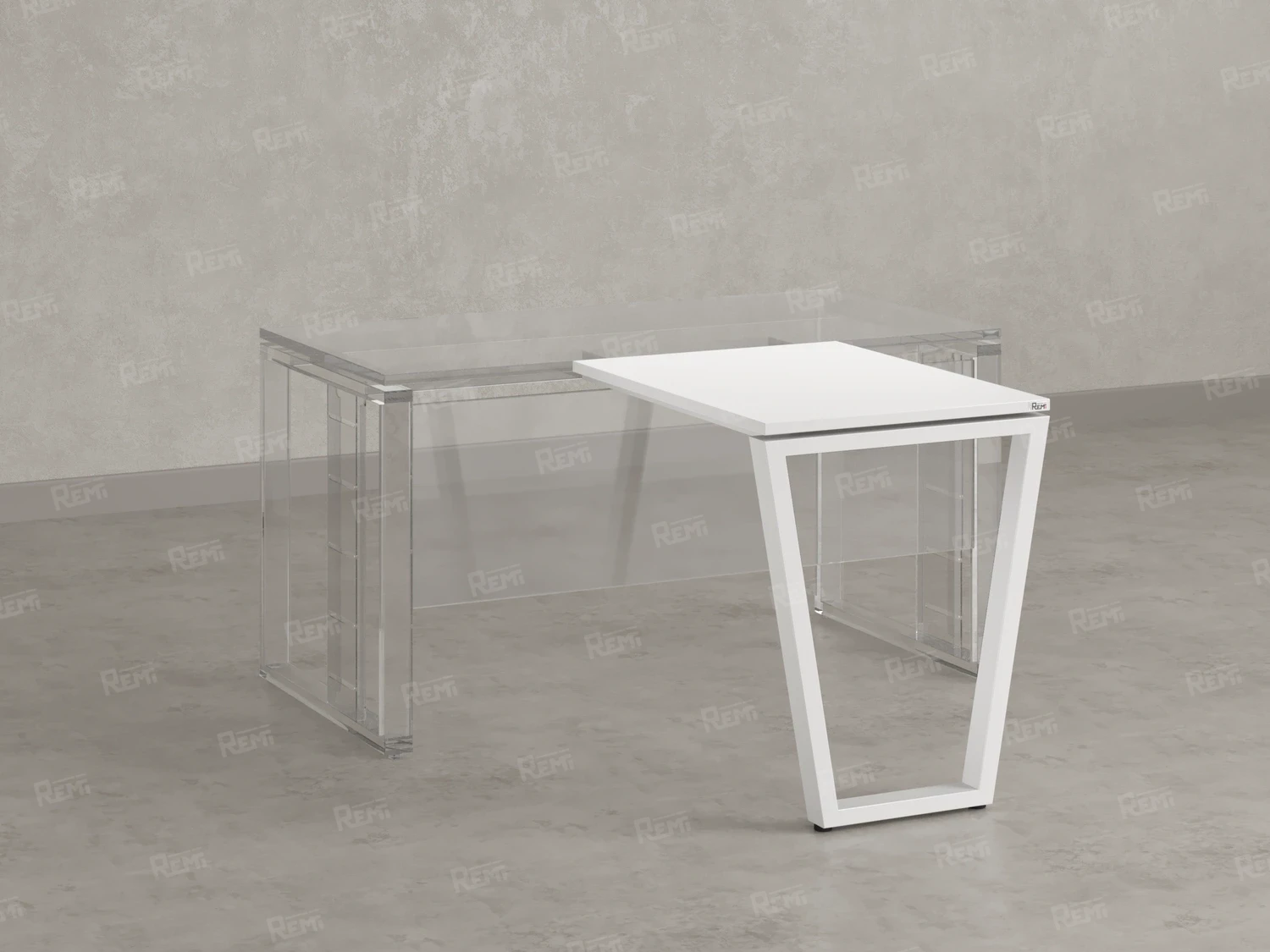 Брифинг прямой, с парящей столешнецей, на U-образном каркасе 1500x800x750 RM074-15x8 Белый/Белый