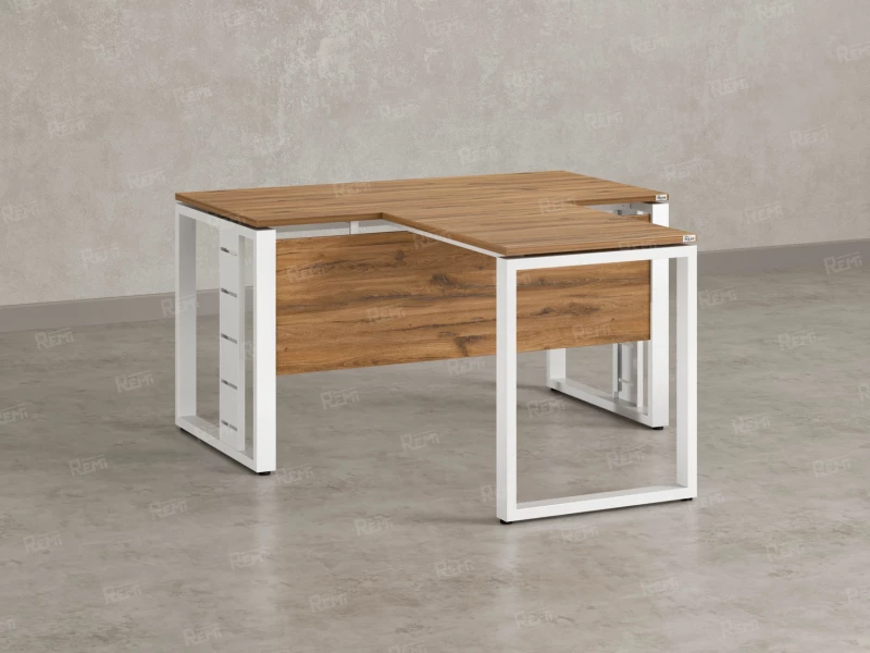 Стол с брифингом с парящей столешницей на О-образных опорах с экраном ЛДСП RM045-12x9 1200x2100x750 Дуб Юстус/Белый