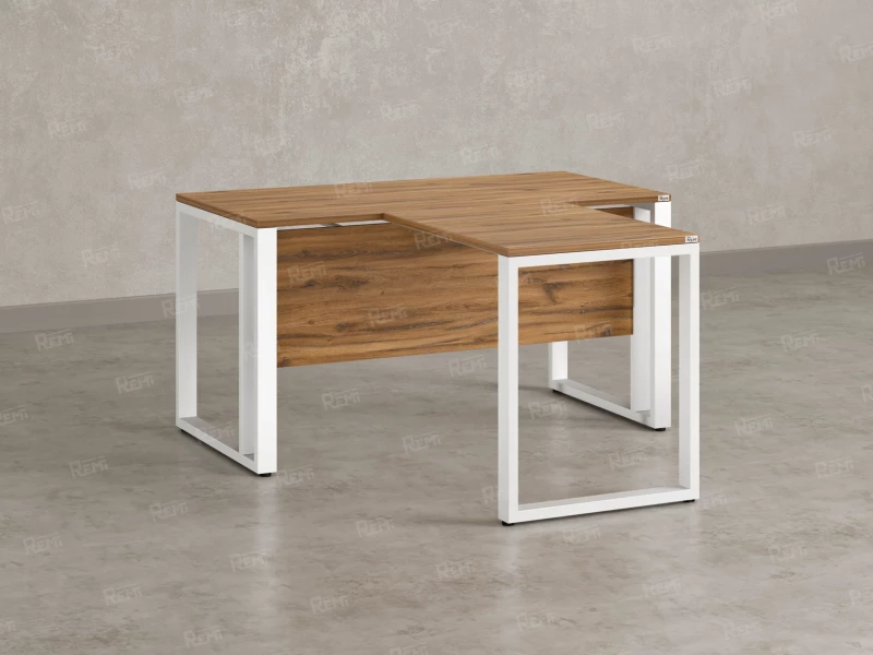 Стол с брифингом на О-образных опорах с экраном ЛДСП RM046-16x8 1600x2400x750 Дуб Юстус/Белый