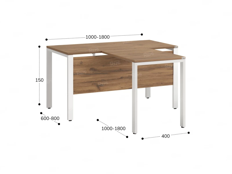 Стол с брифингом на П-образных опорах с экраном ЛДСП RM044-10x6 1000x1600x750 Дуб Юстус/Белый