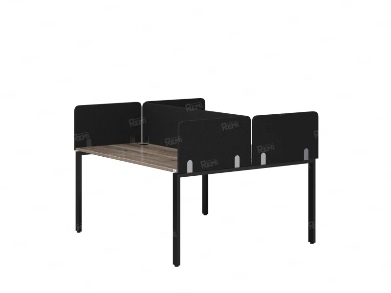 Бенч-система, 2 рабочих места, на П-образных опорах, 5 тканевых экрана 1000x1200x750 RM165-3-10x12 Дуб Маувелла/Черный