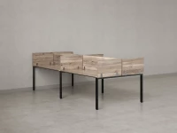 Бенч-система, 4 рабочих места, на П-образных опорах, 8 ЛДСП экранов 3200x1400x750 RM166-2-16x14 Дуб Маувелла/Черный