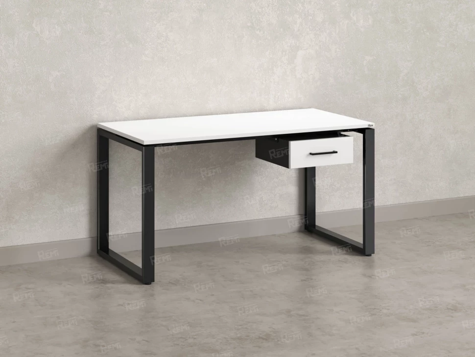 Стол прямой с подвесной тумбой, О-опора 1800x700x750 RM036-18x7 Белый/Черный