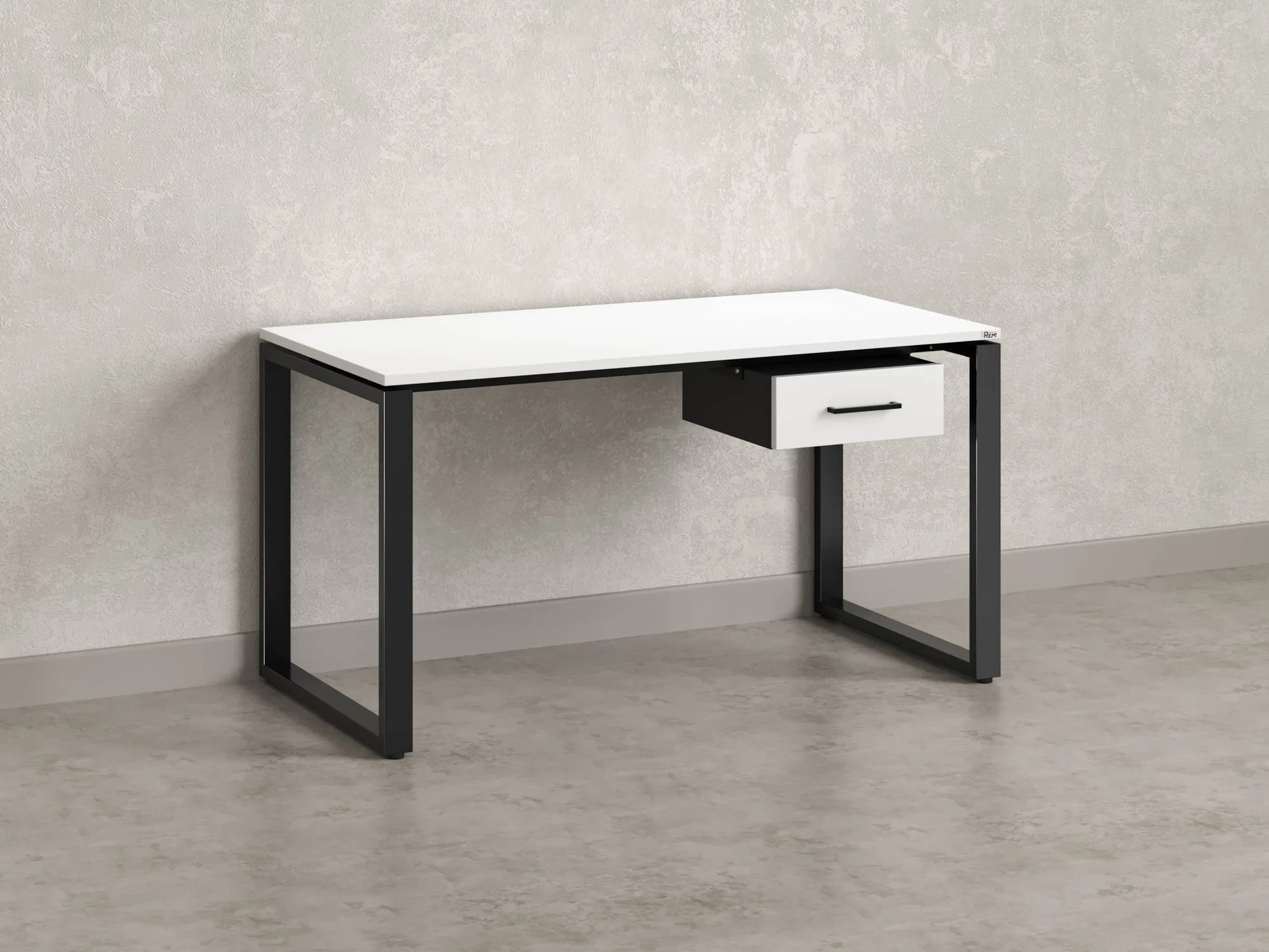 Стол прямой с подвесной тумбой, О-опора 1800x700x750 RM036-18x7 Белый/Черный