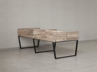 Бенч-система, 4 рабочих места, на U-образных опорах, 8 ЛДСП экранов 2400x1600x750 RM173-2-12x16 Дуб Маувелла/Черный