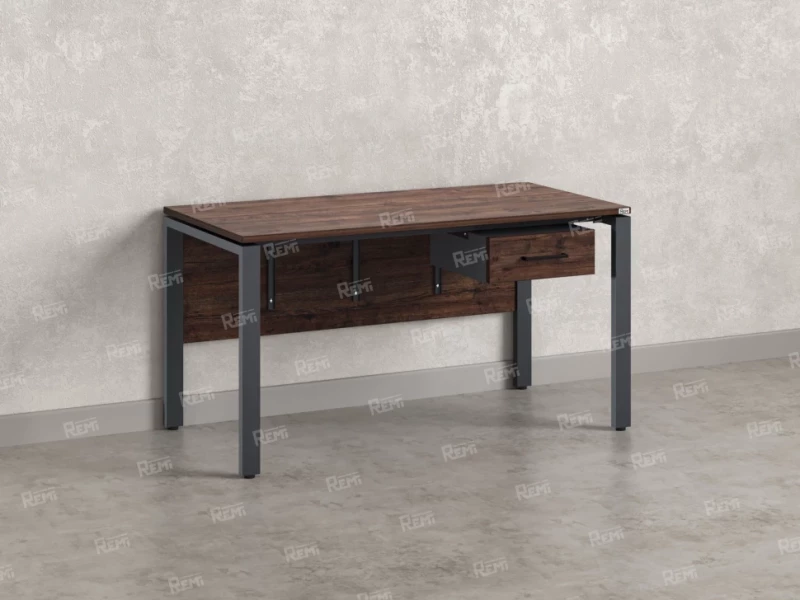 Стол прямой, подвесная тумба, ЛДСП экран, П-опора 1800x700x750 RM030-18x7 Дуб Апрельский шоколад/Серый