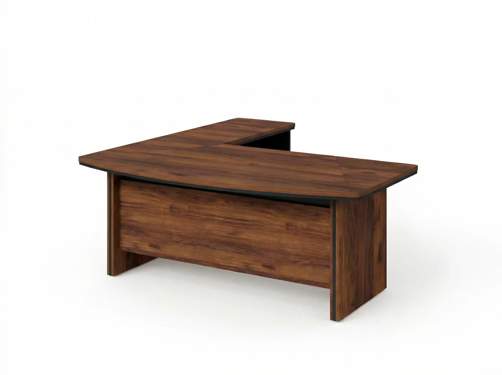 BRL RB070-160x200R Стол руководителя угловой R с тумбой 2 ящика 1600х2000х760 Орех Вармия/Черный