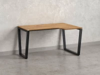 Стол угловой, U-опора, правый 1400x900/1200x750, RM050-14x9-12 Дуб Юстус/Черный