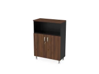 BRL RB052-90х43 Шкаф-стеллаж широкий 3 уровня 900х430х1290 Орех Вармия/Черный