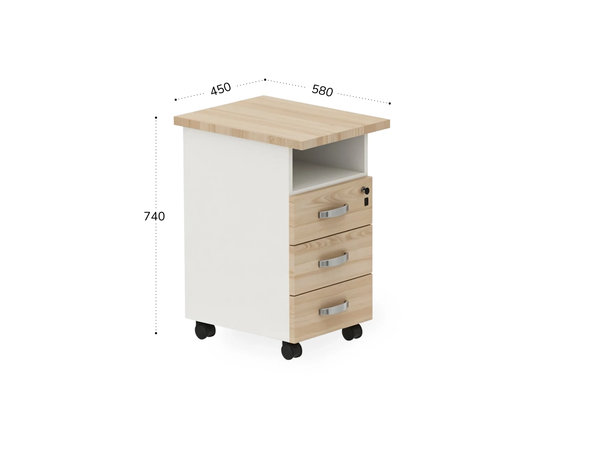 BRL RB091-45х58L Тумба приставная левая 450х580х740 Акация/Белый