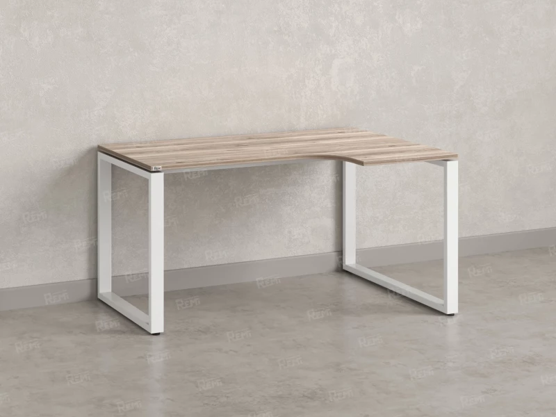 Стол угловой, О-опора, правый 1600x800/1000x750, RM054-16x8-10 Дуб Маувелла/Белый