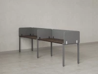 Бенч-система в 1 ряд, 2 рабочих места 5 тканевых экранов 2700x700x750 RM167-1-27x7 Дуб Апрельский шоколад/Серый