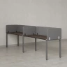 Бенч-система в 1 ряд, 2 рабочих места 5 тканевых экранов 2700x700x750 RM167-1-27x7 Дуб Апрельский шоколад/Серый