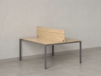 Бенч-система, 2 рабочих места, с одним экраном ЛДСП 1600x1400x750 RM165-2-16x14 Вяз Швейцарский светлый/Серый