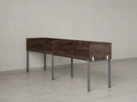 Бенч-система в 1 ряд, 2 рабочих места 5 ЛДСП экранов 3600x600x750 RM167-2-36x6 Дуб Апрельский шоколад/Серый