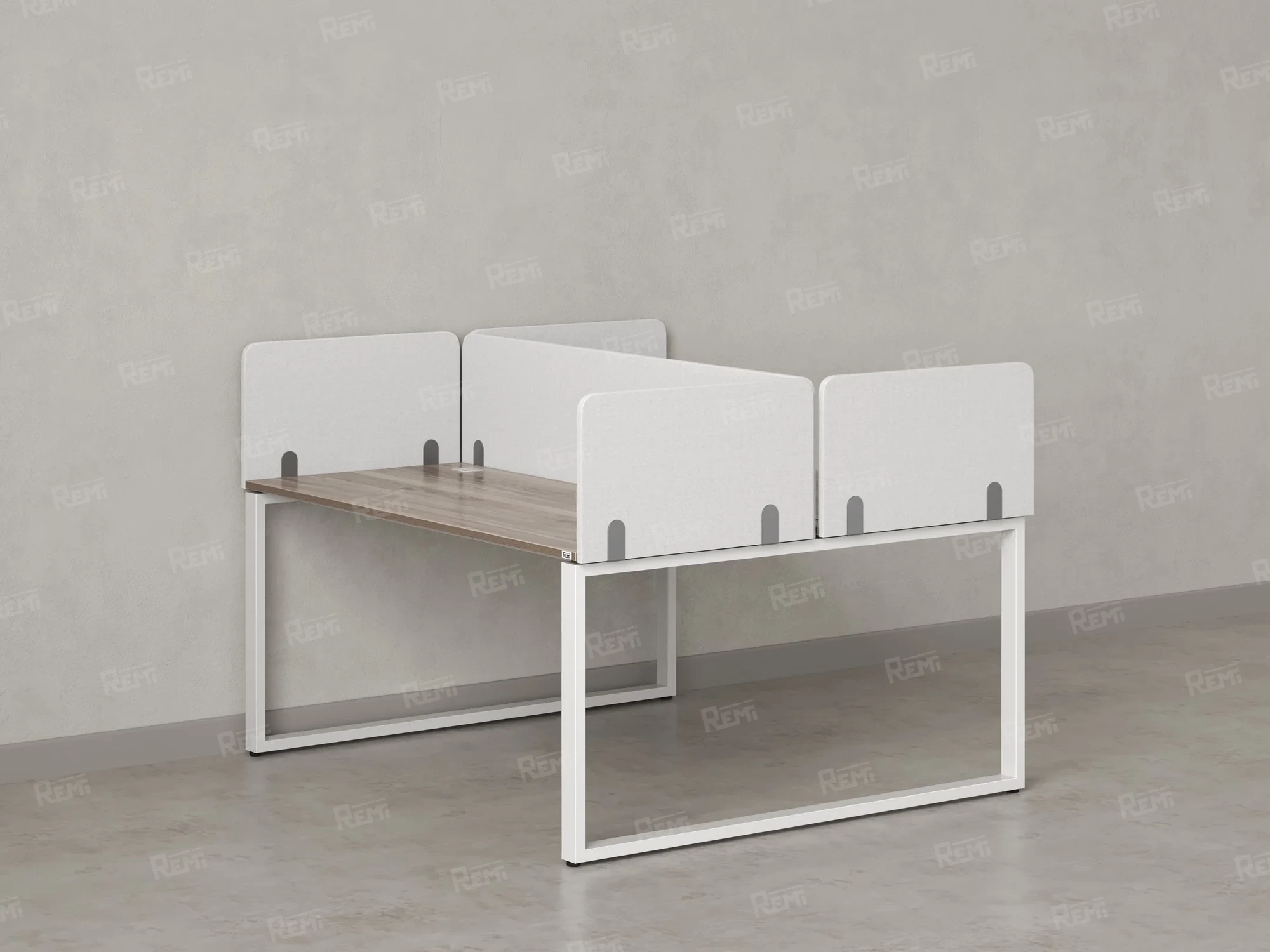 Бенч-система, 2 рабочих места, 5 тканевых экранов 1200x1200x750 RM169-3-12x12 Дуб Маувелла/Белый