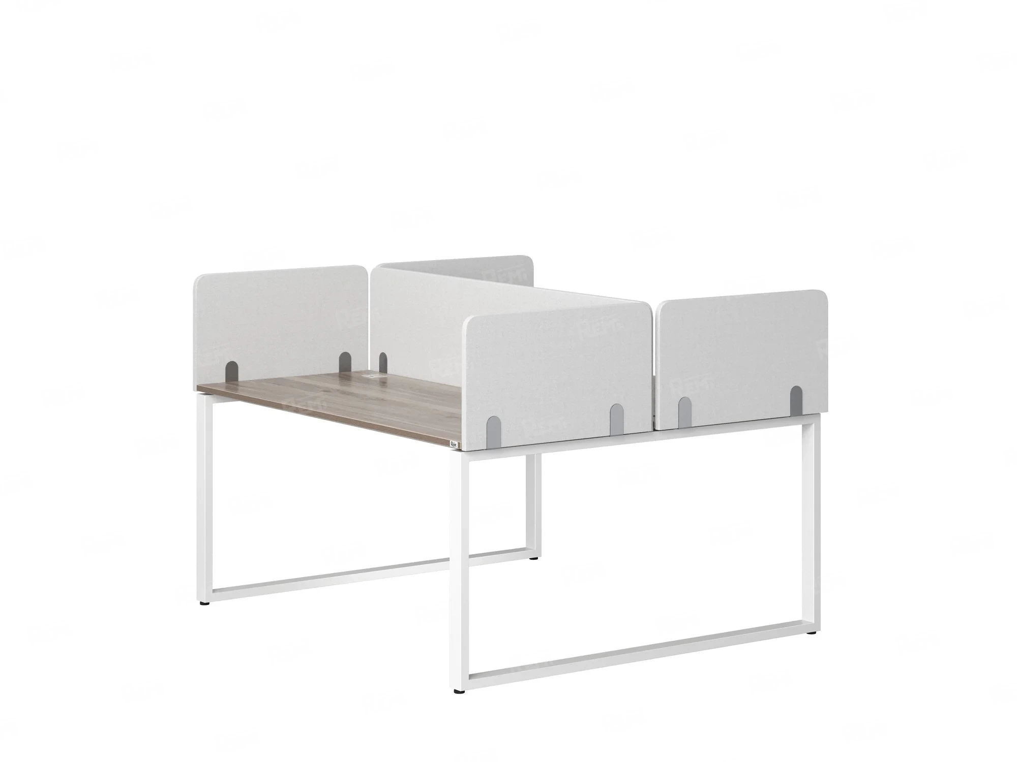 Бенч-система, 2 рабочих места, 5 тканевых экранов 1200x1200x750 RM169-3-12x12 Дуб Маувелла/Белый