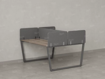 Бенч-система, 2 рабочих места, 5 тканевых экранов 1200x1200x750 RM172-3-12x12 Дуб Маувелла/Серый