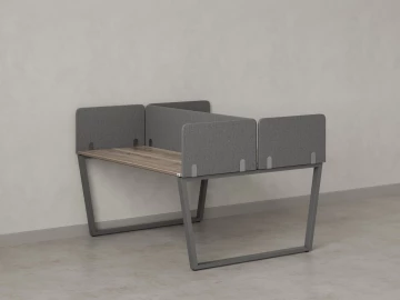 Бенч-система, 2 рабочих места, 5 тканевых экранов 1200x1200x750 RM172-3-12x12 Дуб Маувелла/Серый