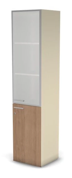 Шкаф комби RAC069 с замком, правый, стекло сатин 45,1x44,8x198,2см Акация Шеффилд/Кашемир, Серия Аккорд / Accord. Серия Аккорд / Accord. Серия Аккорд / Accord
