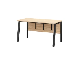 Стол прямой, Л-опора, экран ЛДСП,парящая стол-ца 1200x600x750 RM009-12x6 Вяз Швейцарский светлый/Черный