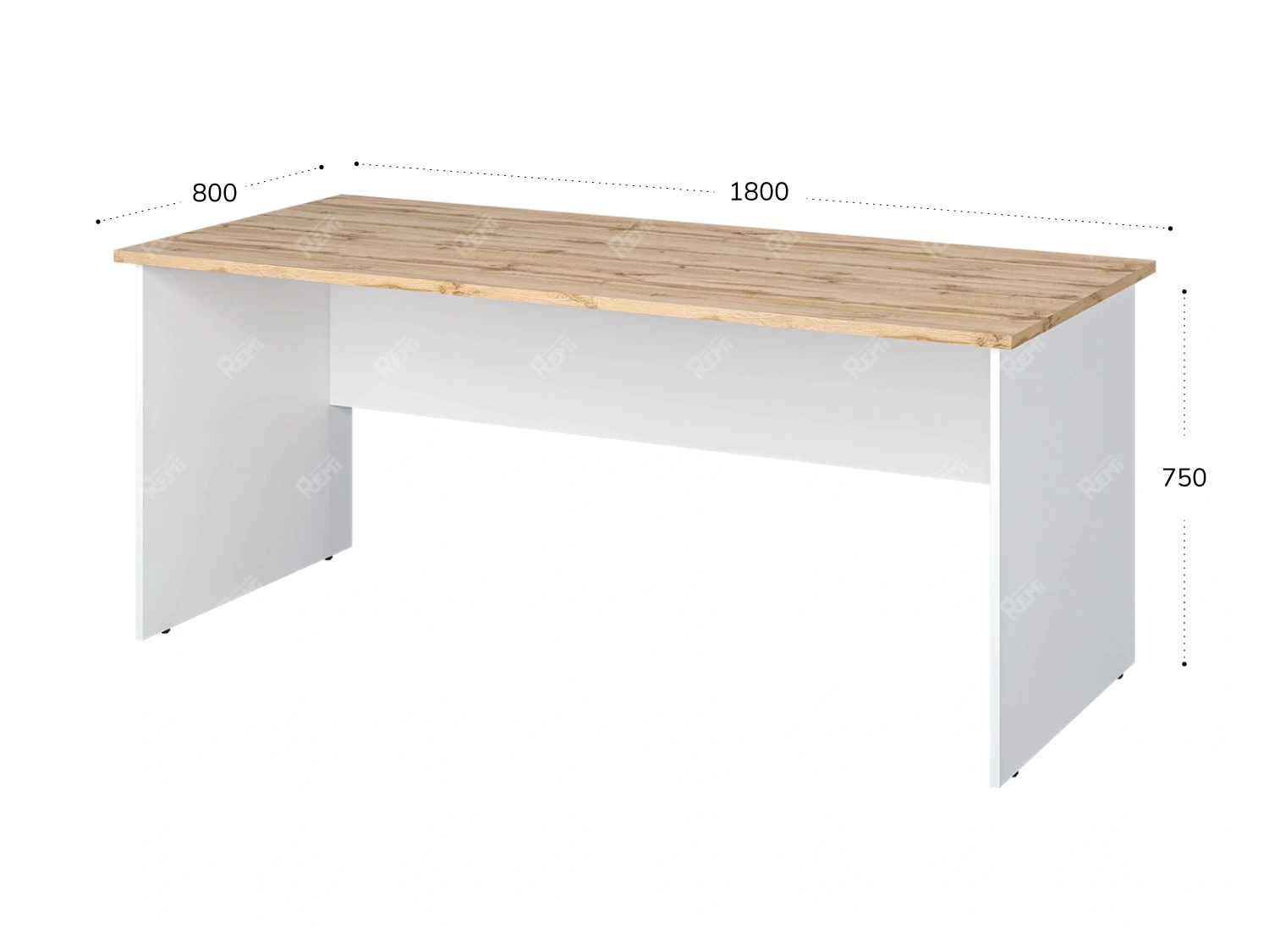 Стол прямоугольный 1800x800x750 RTD036 Вотан/Белый. Серия Тандем / Tandem. Серия Тандем / Tandem
